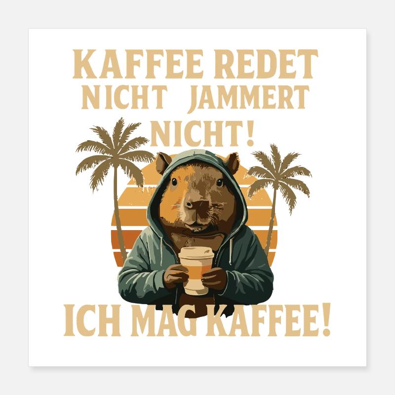 Capybara Coffee Dicton, rétro Poster 40 x 40 cm