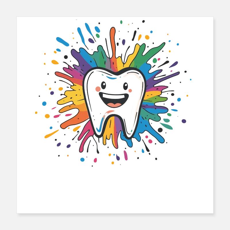 Bunter Zahn Spritzer Poster 40x40 cm