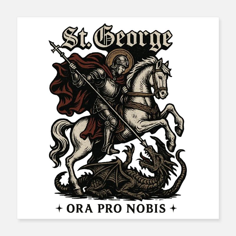 St.Georg Reiter gegen Drachen Poster 40x40 cm