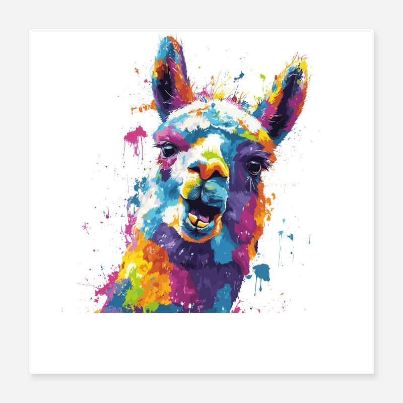 Llama Color Explosion Poster 16" x 16" (40x40 cm)