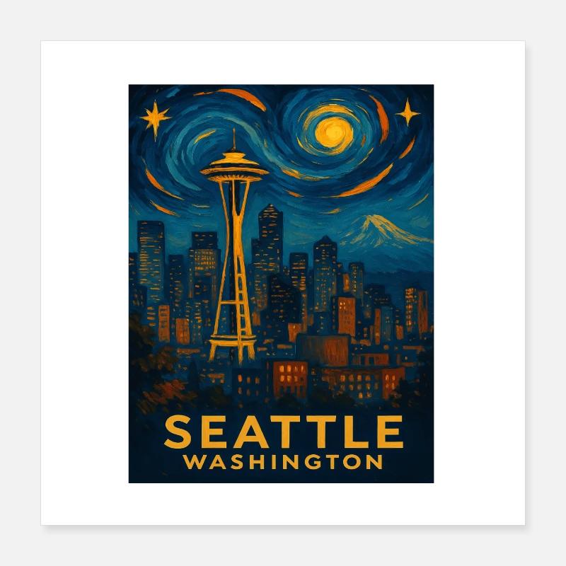 Seattle Washington Poster 16" x 16" (40x40 cm)