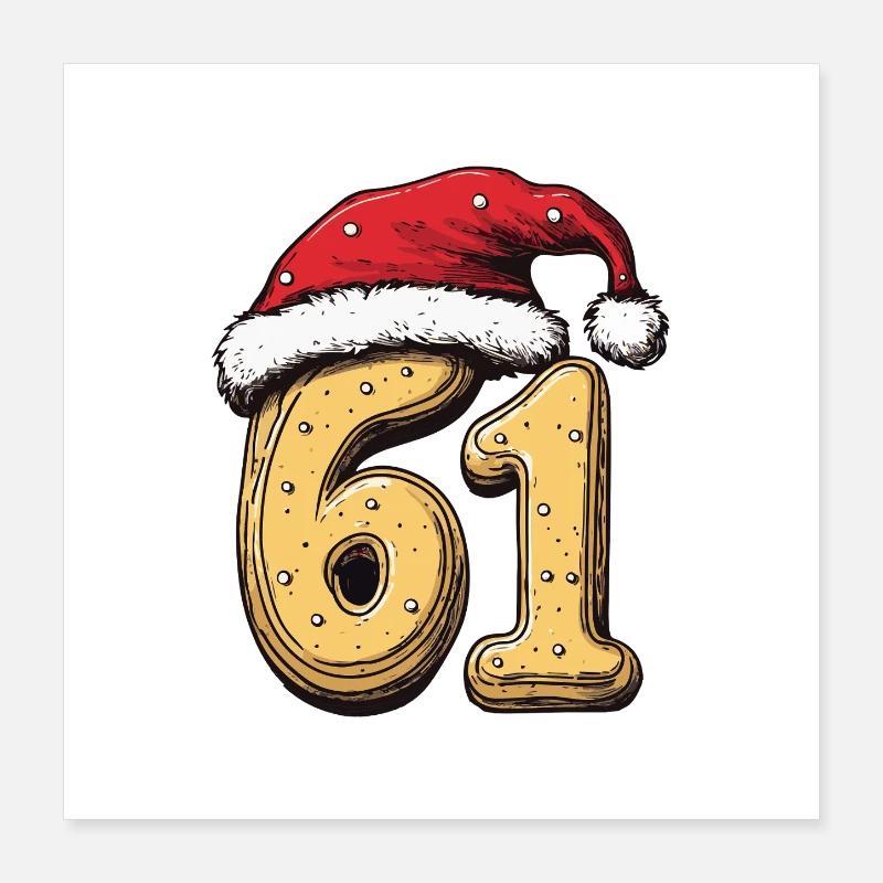 61 Numéro Cookie Noël Poster 40 x 40 cm