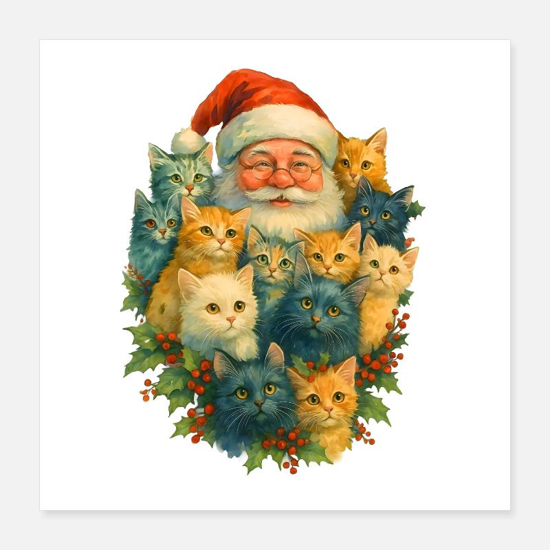 Santa Katzenvielfalt Poster 40x40 cm