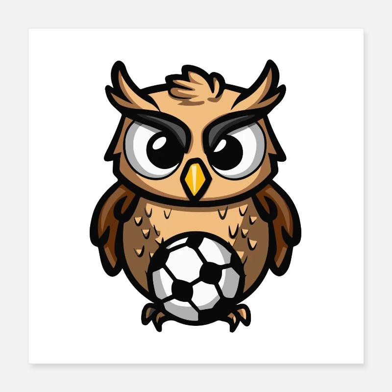 Eule Fußball Poster 40x40 cm