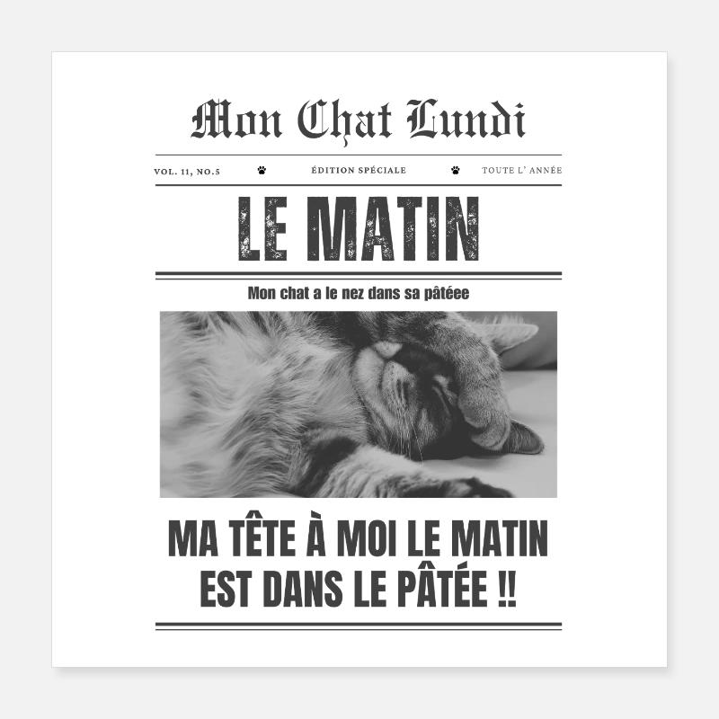  Lundi matin - mon chat Poster 40 x 40 cm
