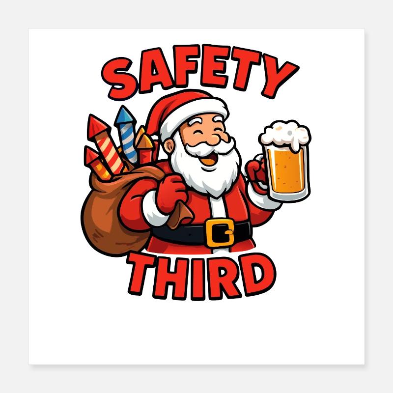 Safety Third Funny Sarcastic Christmas Safe Poster 16" x 16" (40x40 cm)