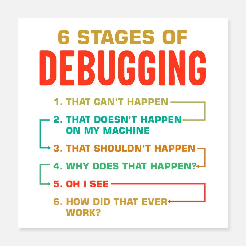 6 Stufen des Debuggings Poster 40x40 cm