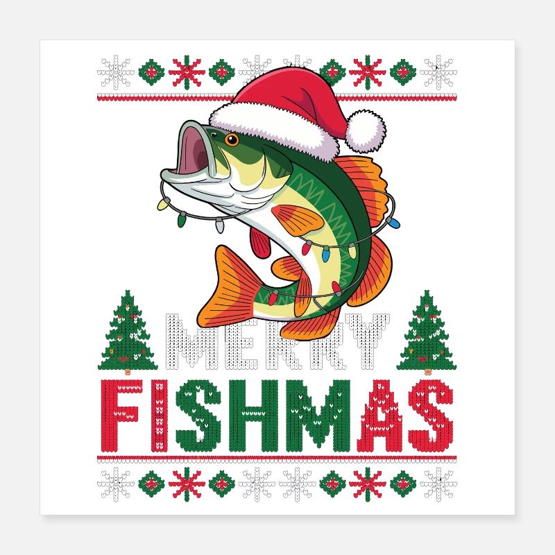 Merry Fishmas Angler Weihnachtsgeschenk Shirt Poster 40x40 cm