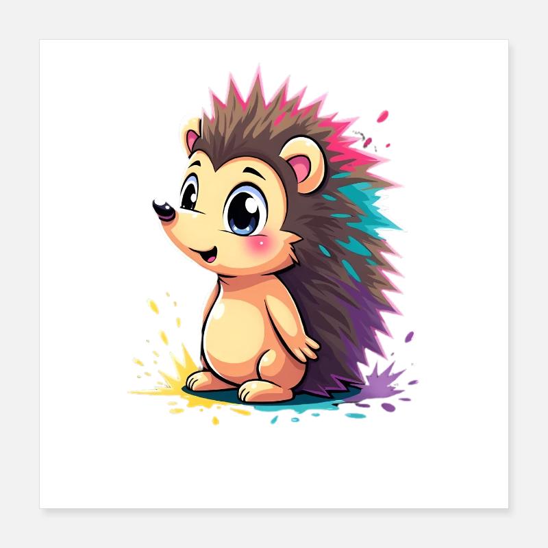 Regenbogenstachel Igelchen Poster 40x40 cm