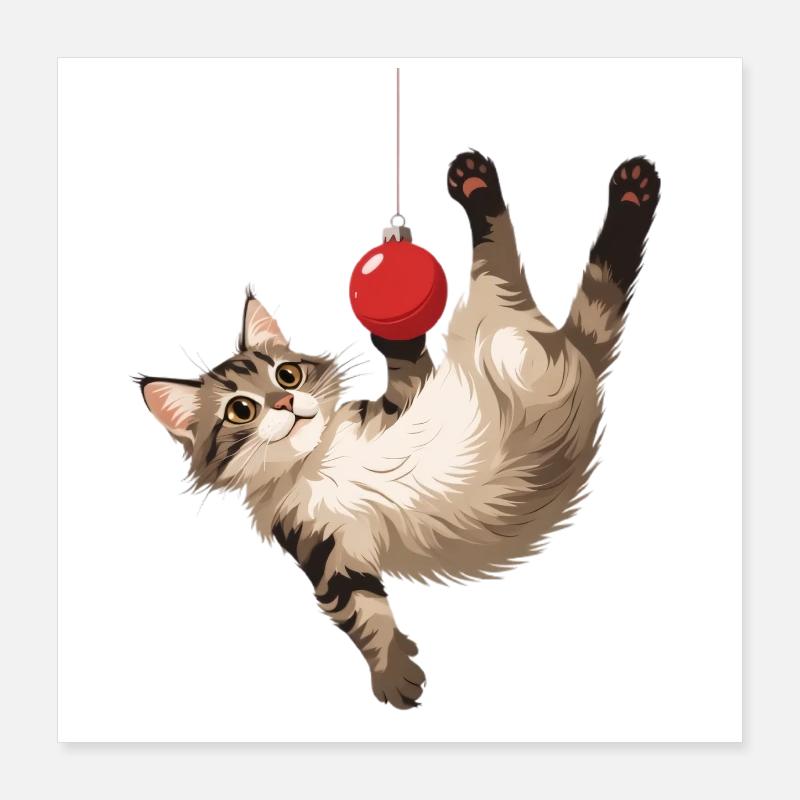Jeu de balle acrobate de chat Poster 40 x 40 cm
