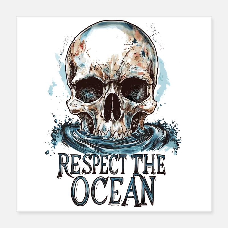Diver Ocean Respect Dive Poster 40x40 cm