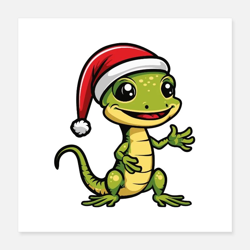 Lézard Gecko de Noël Poster 40 x 40 cm