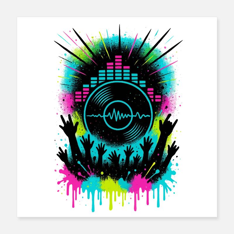 Festival de musique Audience Equalizer Vinyle Wave Poster 40 x 40 cm