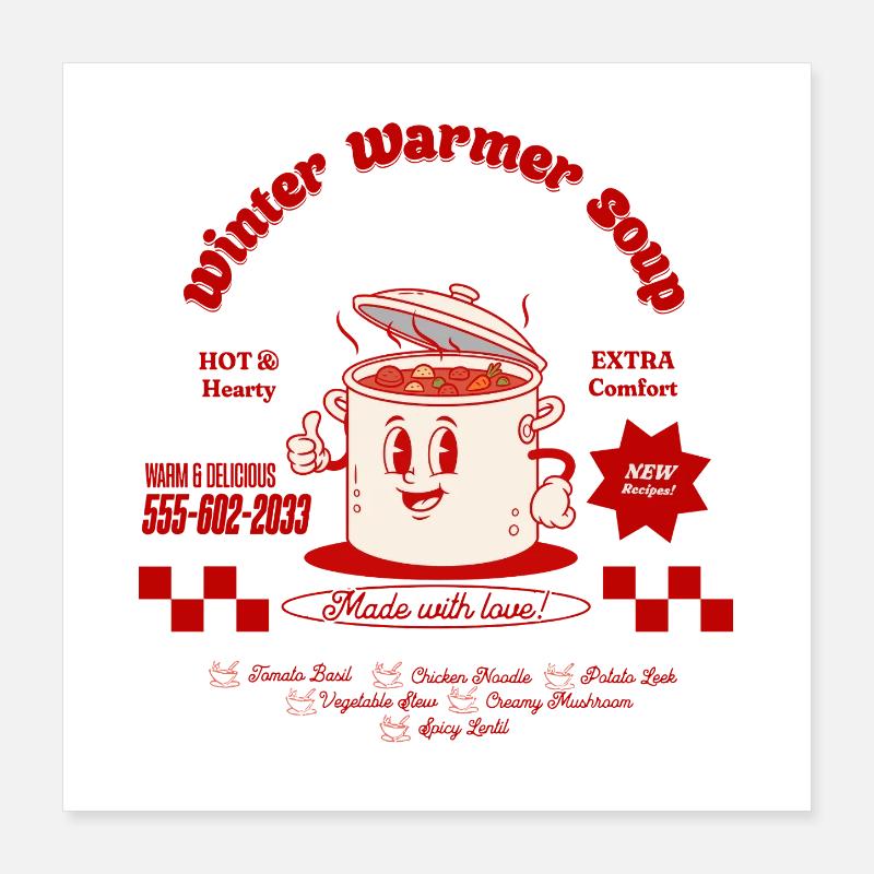 Pot de cuisson avec un logo rétro souriant Poster 40 x 40 cm