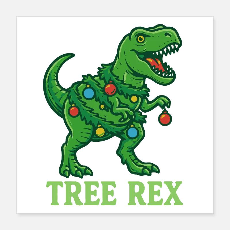 Tree Rex Dinosaur Christmas Family Fun Poster 16" x 16" (40x40 cm)