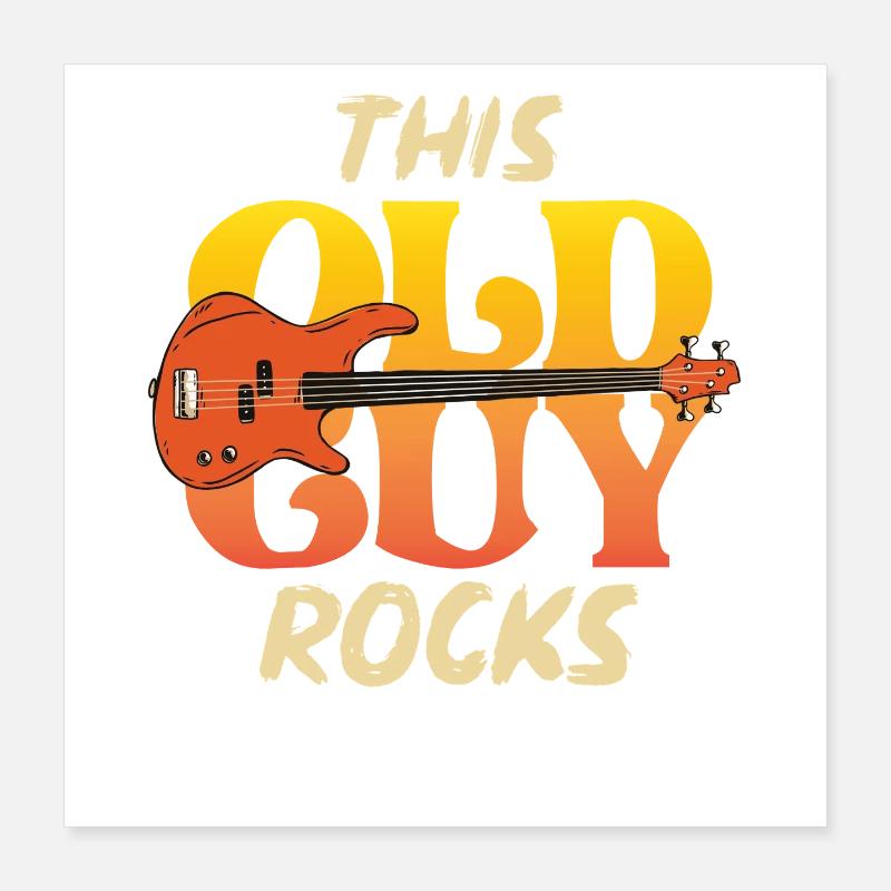 This Old Guy Rocks Guitar Tee Poster 40x40 cm