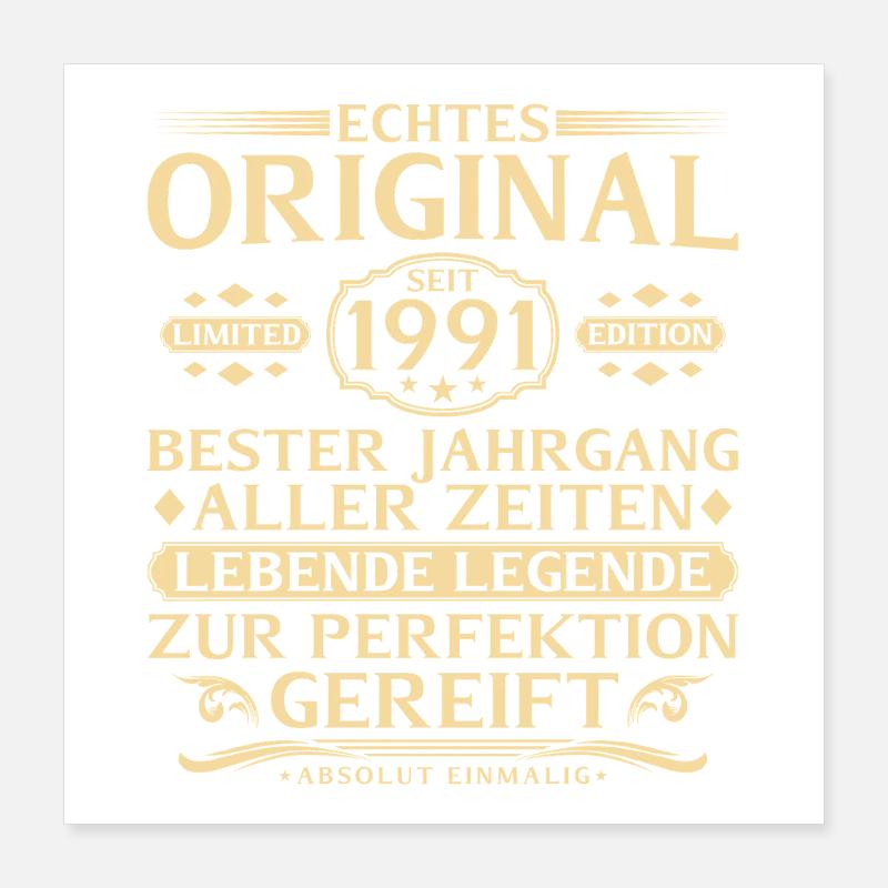 35. Geburtstag Echtes Original seit 1991 Poster 40x40 cm