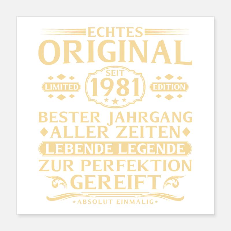 45e anniversaire Véritable original depuis 1981 Poster 40 x 40 cm