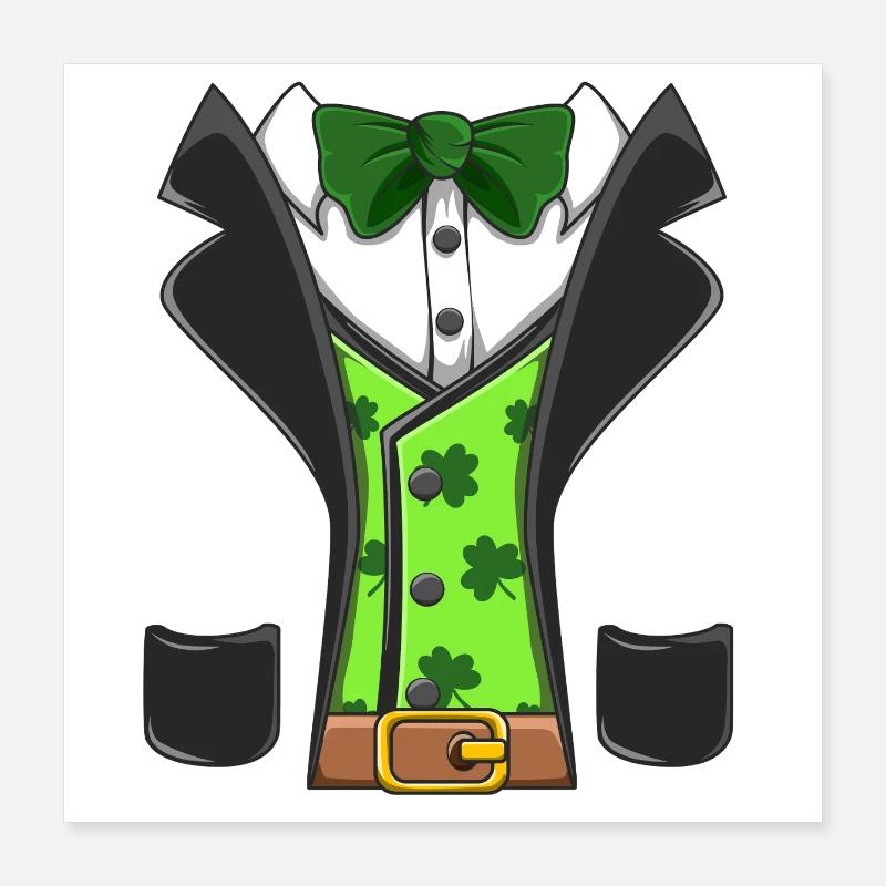 Leprechaun-Kostümweste, Fliege, St. Patricks Design Poster 40x40 cm
