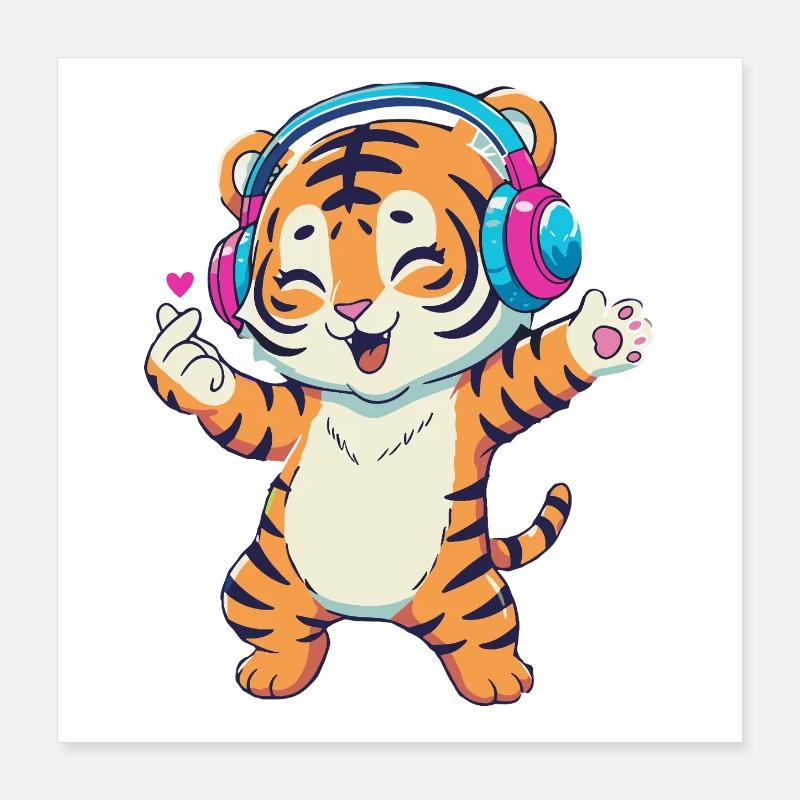 Dancing K-pop Tiger Poster 16" x 16" (40x40 cm)