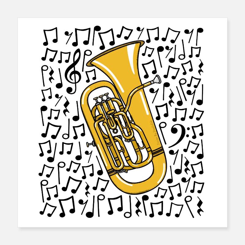 Euphonium Notes musicales Musicien de cuivres Poster 40 x 40 cm