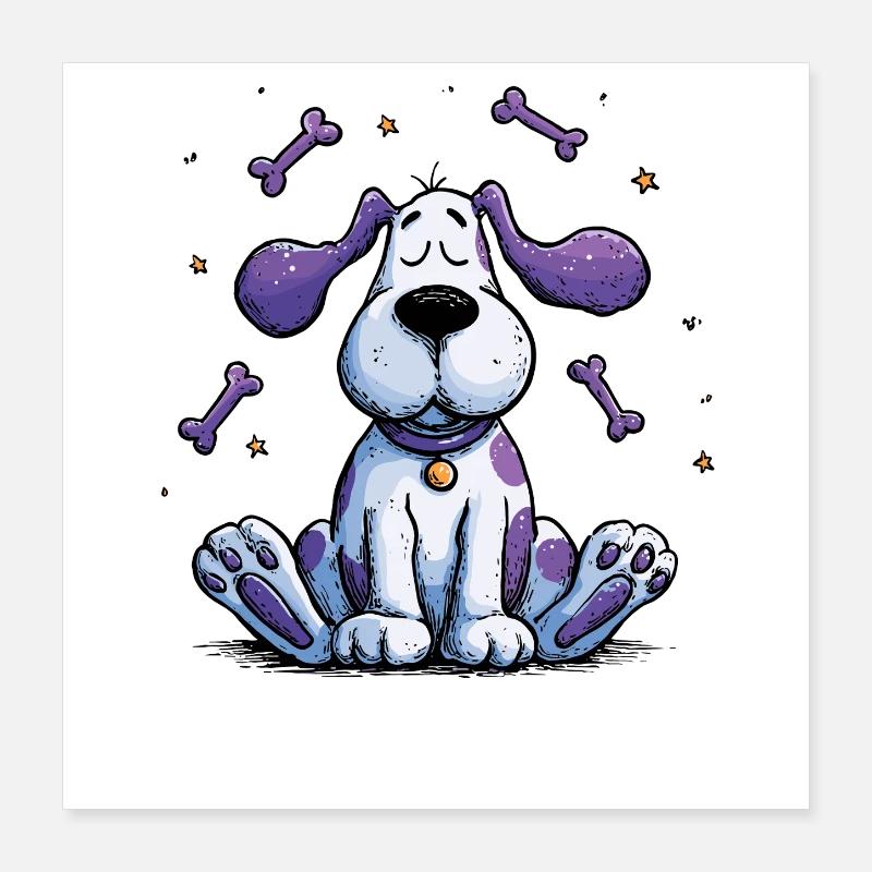 Chien de l’Espace avec Étoile d’Os Poster 40 x 40 cm