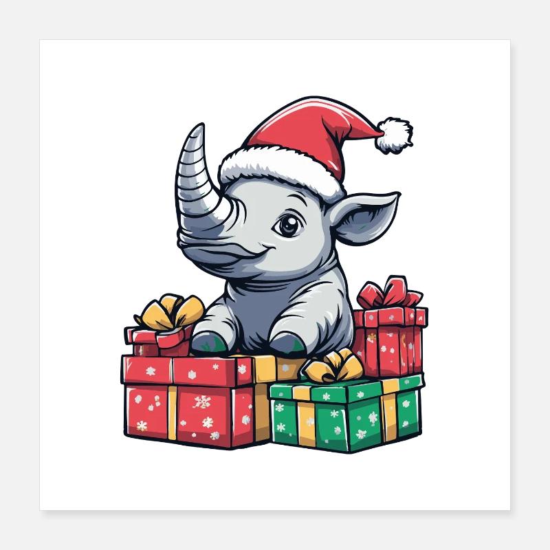 Cadeaux de Noël Rhino Poster 40 x 40 cm