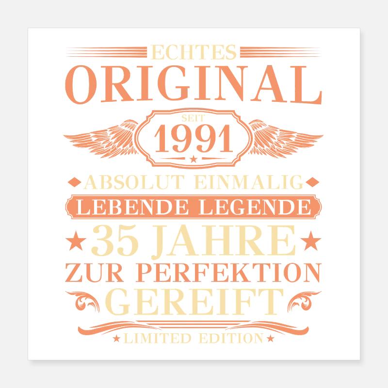 1991 Vintage Absolutely Unique 35th Birthday Poster 16" x 16" (40x40 cm)