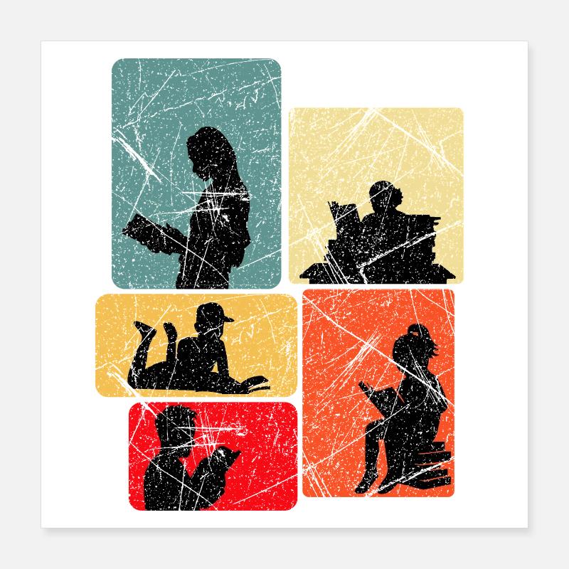 Lecture des silhouettes dans le design de blocs de couleur Poster 40 x 40 cm