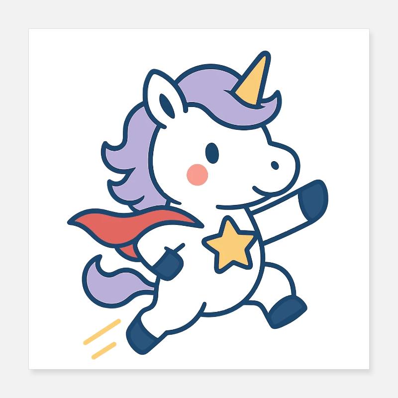 Lachendes Super Einhorn, Held des Alltags Poster 40x40 cm