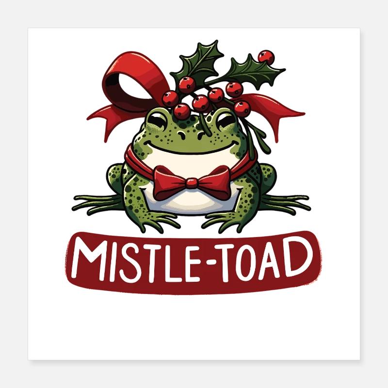 Gui et crapaud : jeu de mots drôle sur le crapaud de Noël Poster 40 x 40 cm