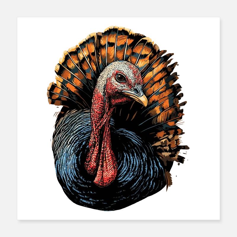 Turkey Chickens Bird Turkey Poster 16" x 16" (40x40 cm)