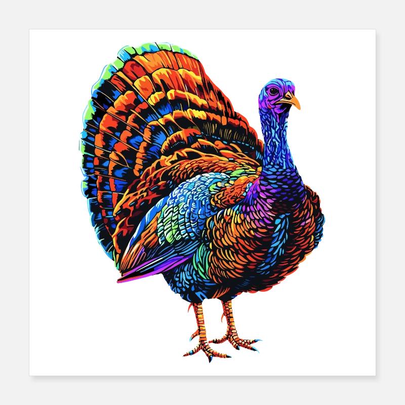 Turkey Chickens Bird Turkey Poster 16" x 16" (40x40 cm)