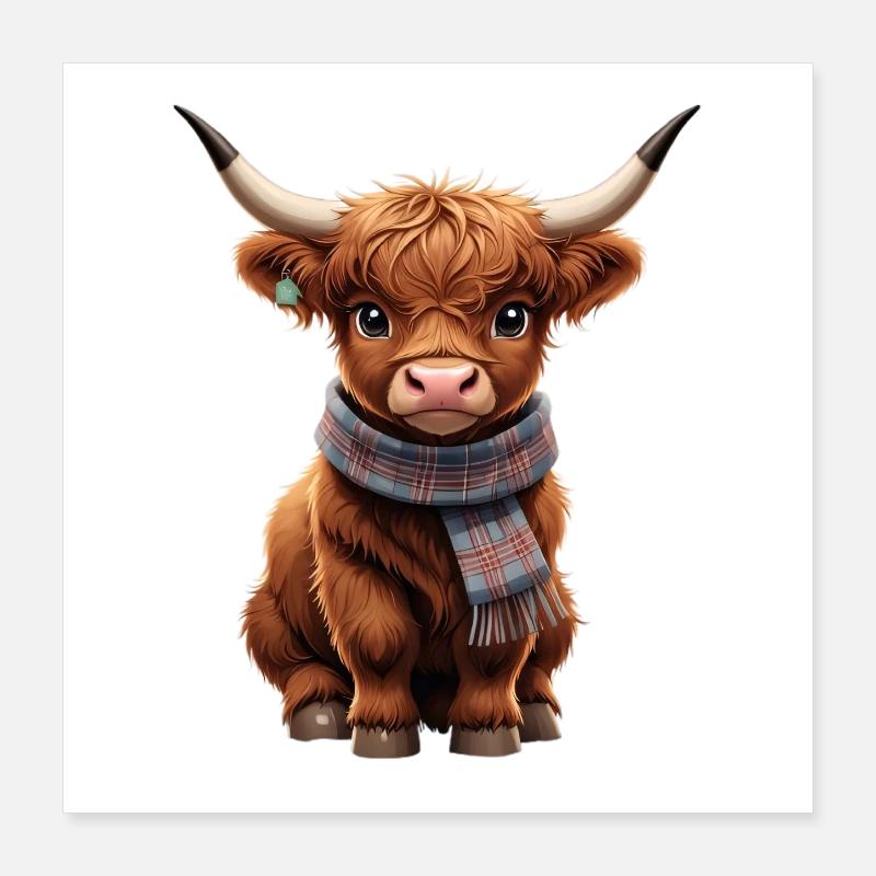 Vache câline avec écharpe Poster 40 x 40 cm