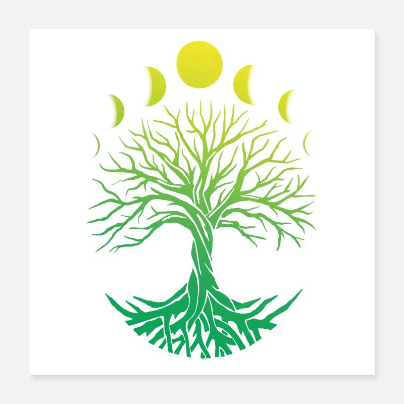 Baumkreis Mondphasen Poster 40x40 cm