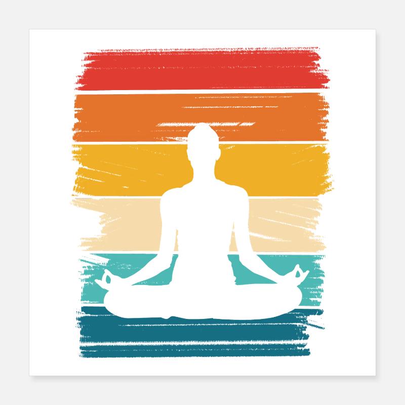Regenbogen Lotus Meditation Poster 40x40 cm