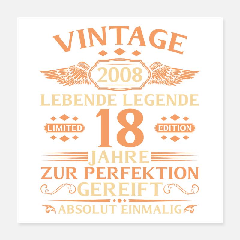 18e anniversaire Année 2008 Poster 40 x 40 cm