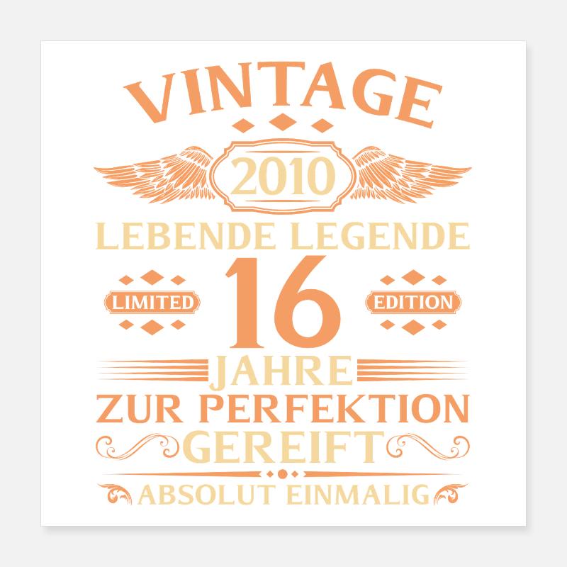 16e anniversaire Année 2010 Poster 40 x 40 cm