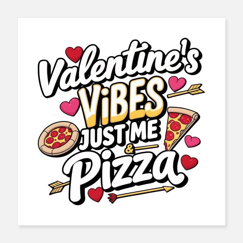 Love de la Saint-Valentin Pizza Vibrations Poster 40 x 40 cm