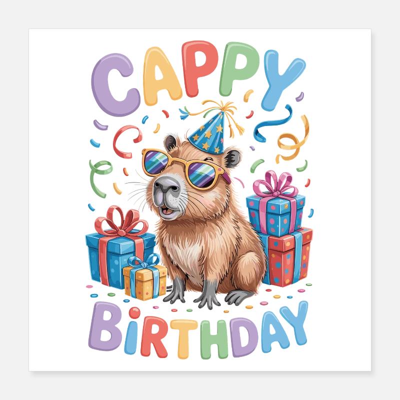 Capybara Anniversaire Cappy Anniversaire Drôle de capy Poster 40 x 40 cm