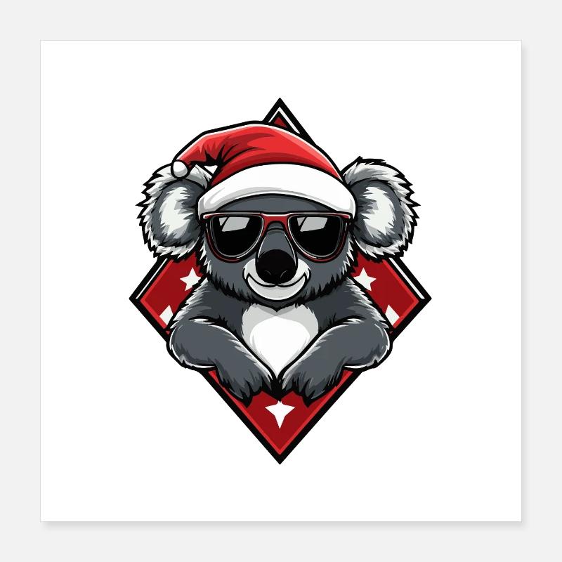 Weihnachten Koala mit Sonnenbrille Poster 40x40 cm