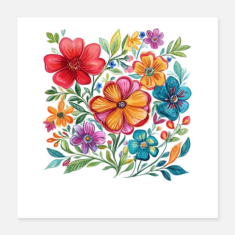 Couleurs de la fleur Explosion des couleurs Poster 40 x 40 cm