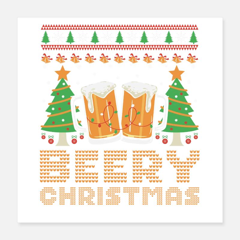 Beery Christmas Pull Moche Noël Bière Joyeux Noël Poster 40 x 40 cm