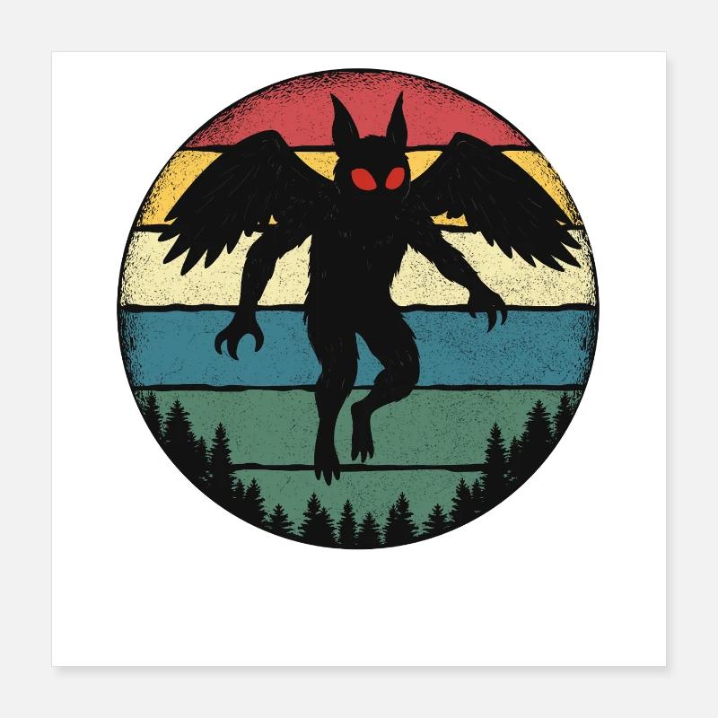 Mothman Retro Cryptid Legend Poster 40 x 40 cm
