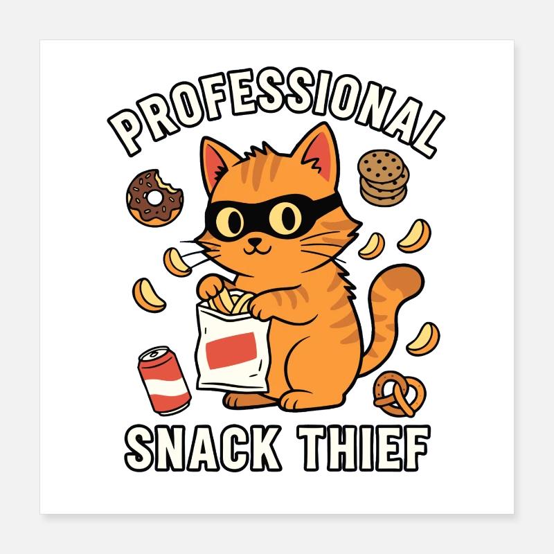 Professional Snack Thief Naughty Funny Cat Poster 16" x 16" (40x40 cm)