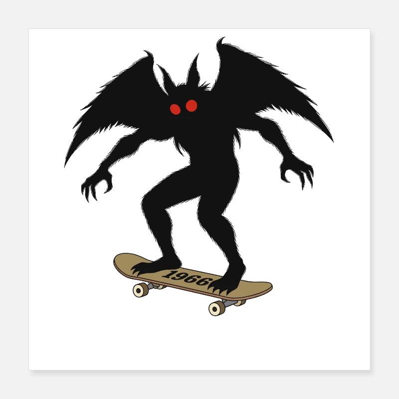 Mothman 1966 Skateboarding Poster 40x40 cm