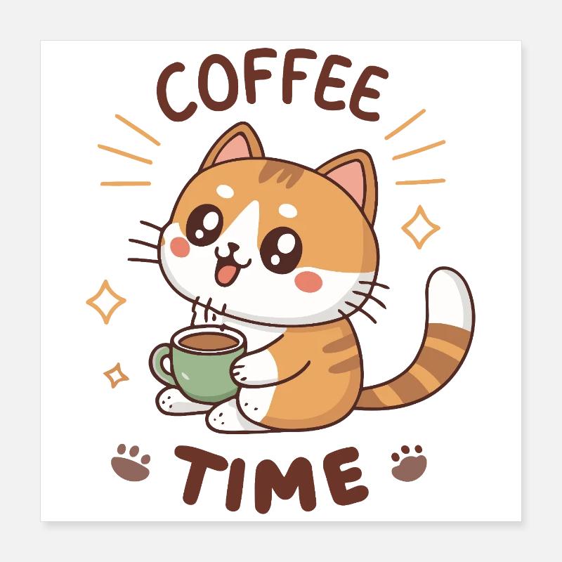 Süßer Kaffee-Latte-Kater Poster 40x40 cm