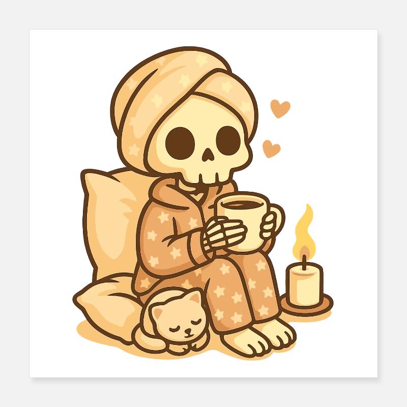 Squelette de pyjama douillet – Chaleureux et mignon Poster 40 x 40 cm