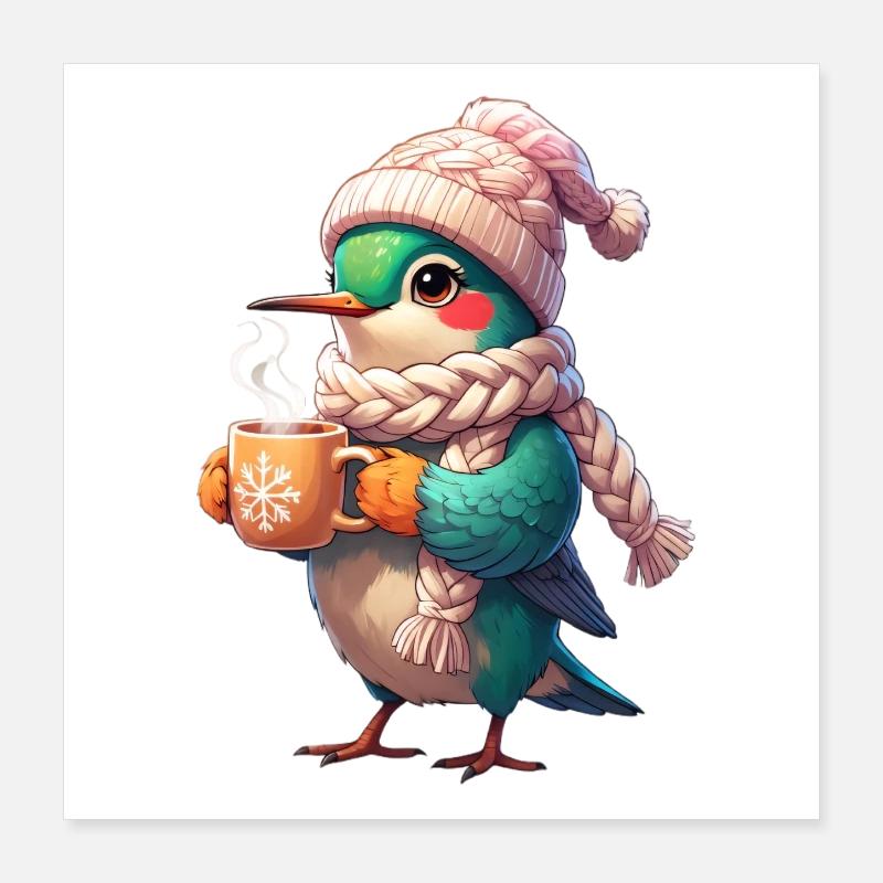 Écharpe d’oiseau granuleuse d’hiver Poster 40 x 40 cm