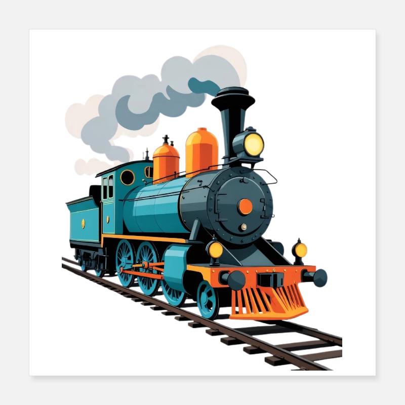 Dampflok Farbexplosion Poster 40x40 cm